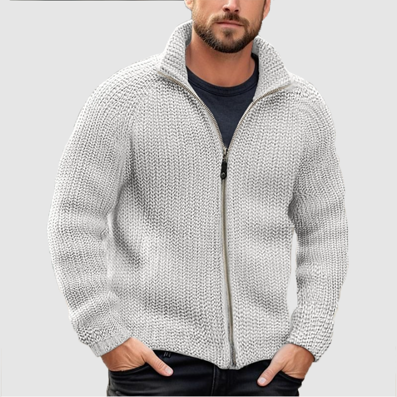 CLEARANCE SALE🔥 Men's Cardigan Solid Zipper Turtleneck Thick Knit Woolen Sweater Coat