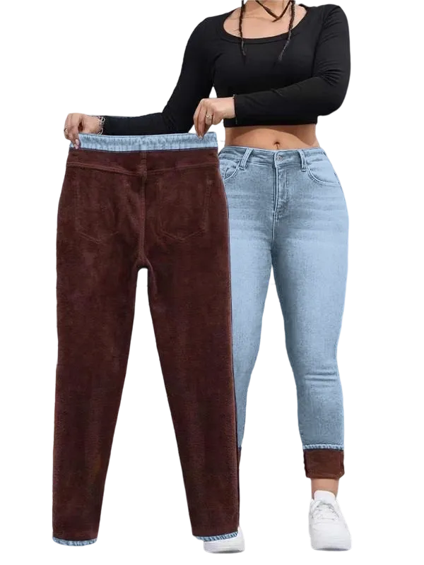 Women's Autumn/Winter Fleece-Lined Jeans