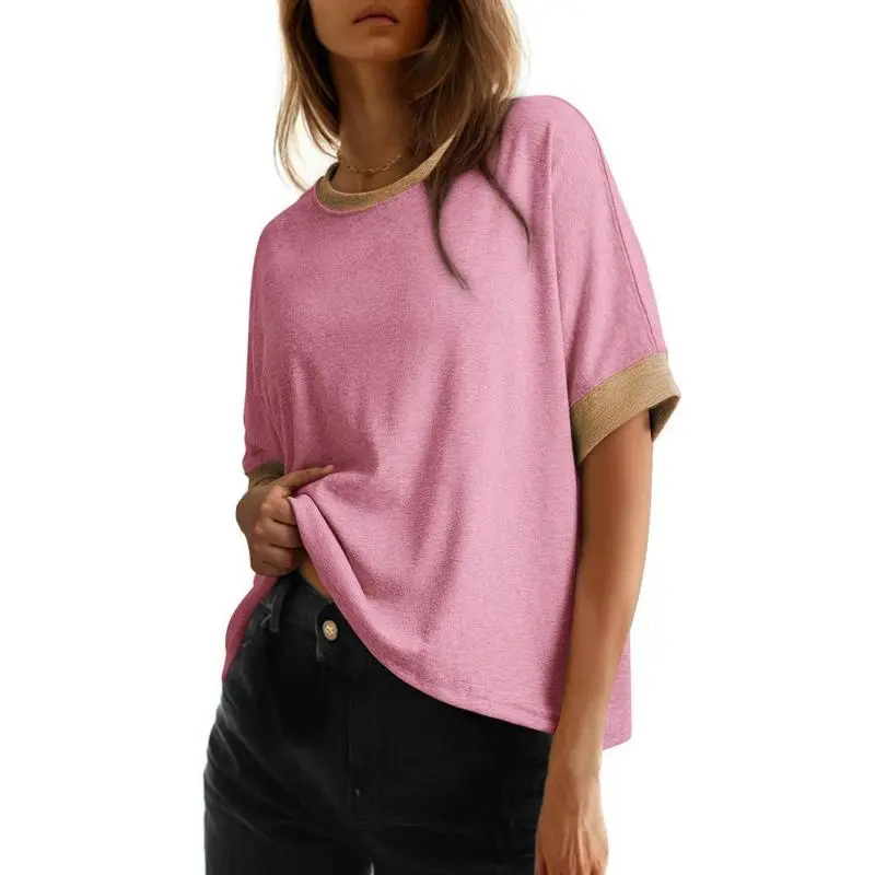 Women's Tops for Women 2026 Loose Oversized Basic Tee Comfortable Soft Fabric Flattering Fit - Womenswear