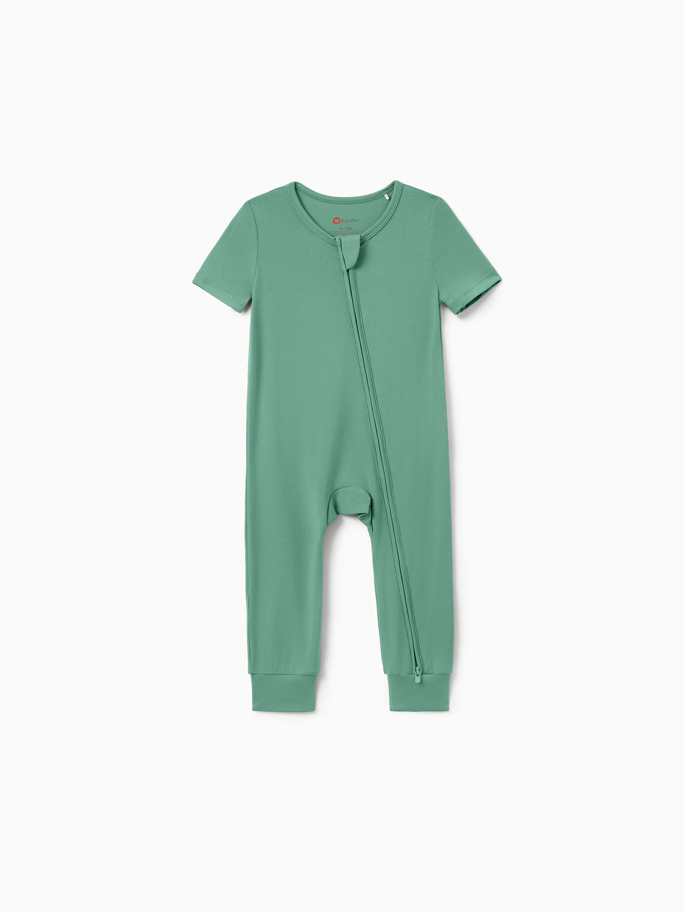 Family Matching Bamboo Pajamas Buttery Soft Bamboo Viscose PJs for Men Women Kids Toddler Baby, Solid Color Short Sleeve Shirt & Shorts Sleepwear Green