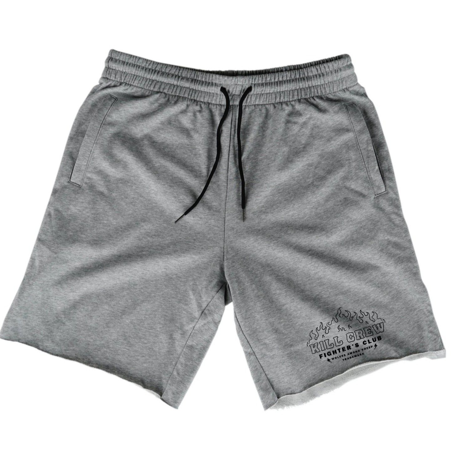 RELAXED CUT SHORTS FIGHTER'S CLUB FLAME - HEATHER GREY