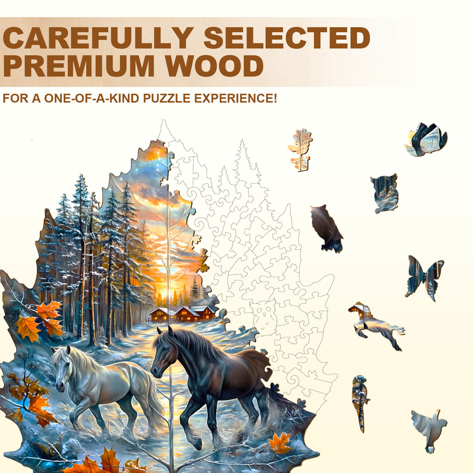 Winter of the stallion Wooden Jigsaw Puzzle