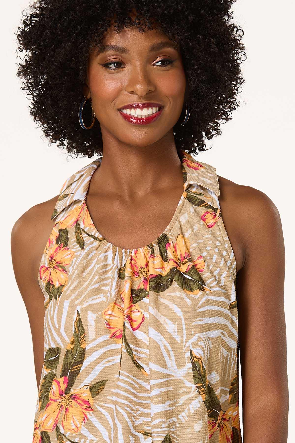 Textured Tropical Floral Tank