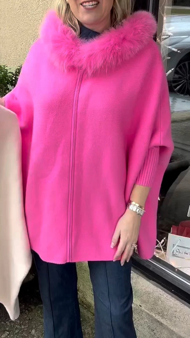 Women Fur Collar Solid Color Casual Coat