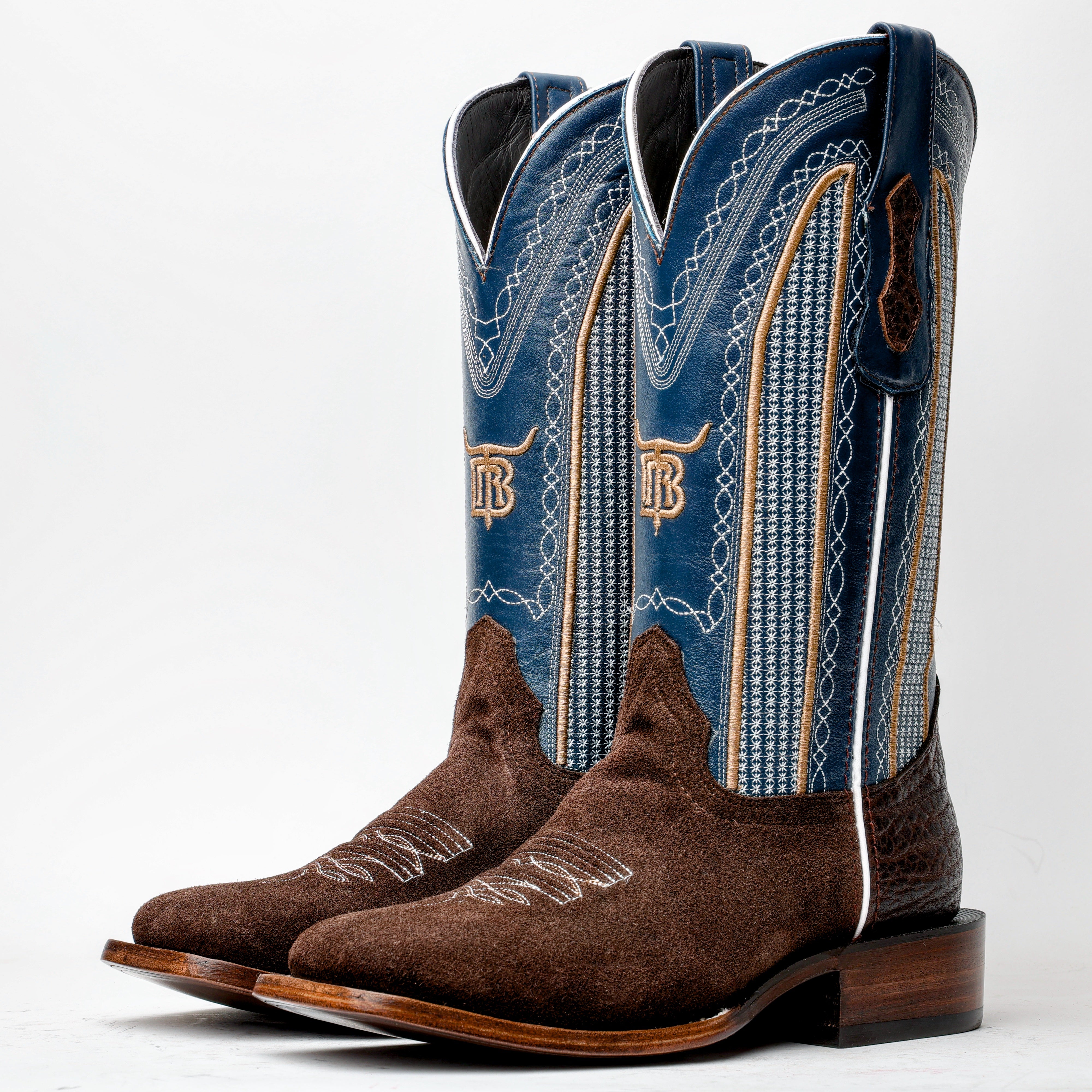 Chocolate Brown Rough-Out Boots - Square Toe