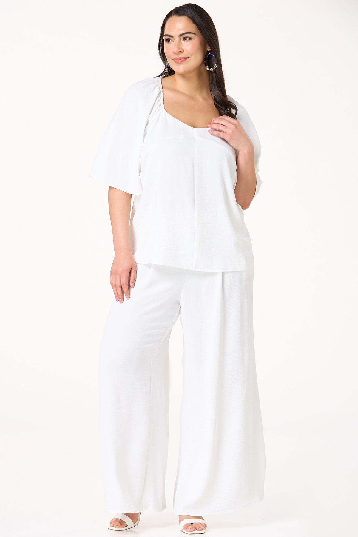 Plus Size White Flowy Pants