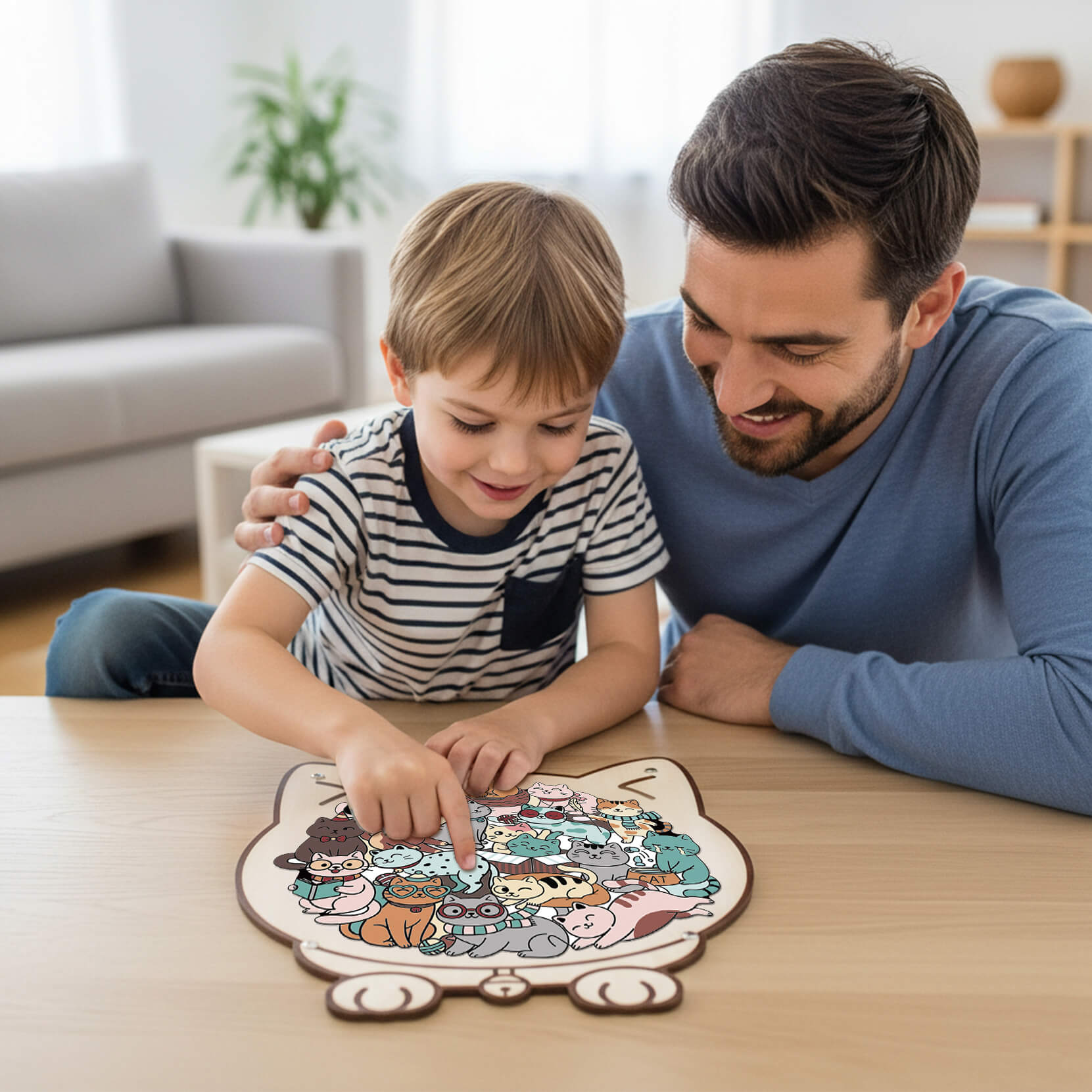 Cute Cat Shaped Wooden Puzzle for Baby