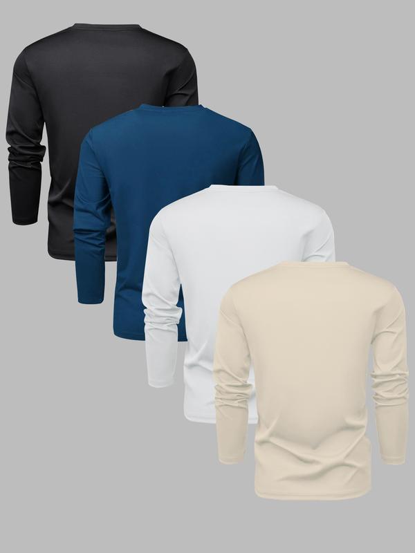 4 Packs Men's casual sports round neck long sleeve sweatshirt