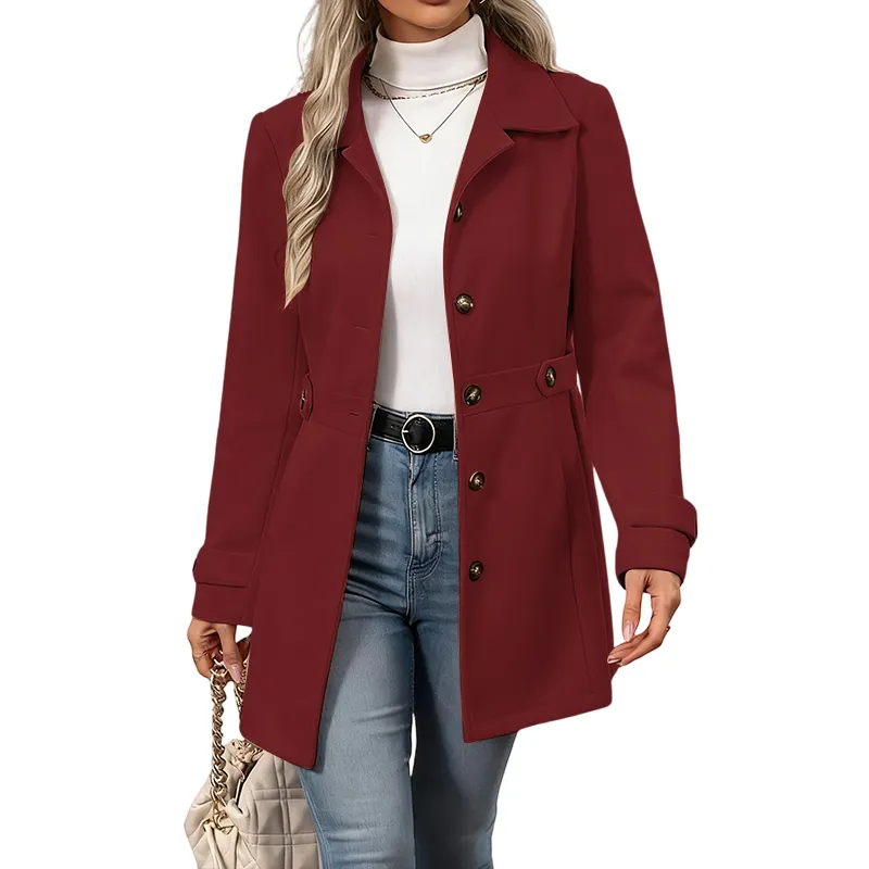 Women's Elegant Overcoat Notched Shawl Collar Single Breasted Outerwear Winter Long Coat