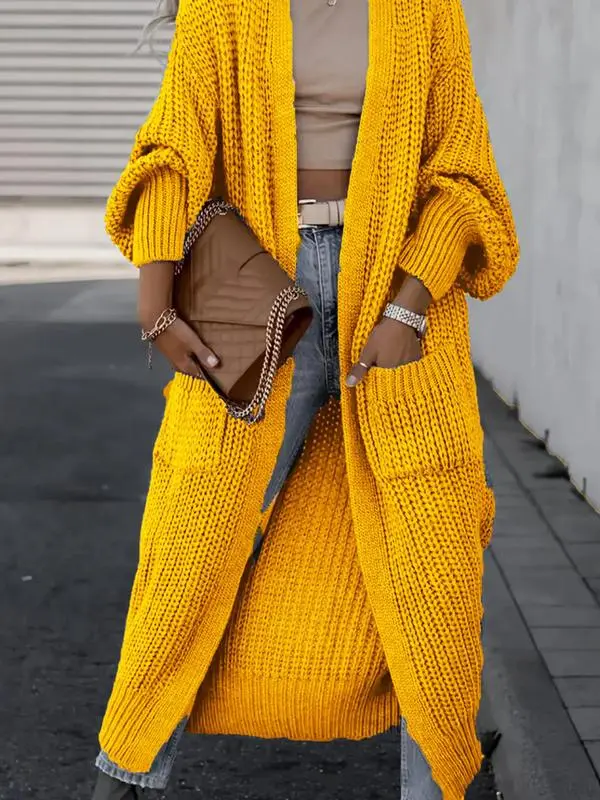 Women's Solid Drop Shoulder Long Cardigan