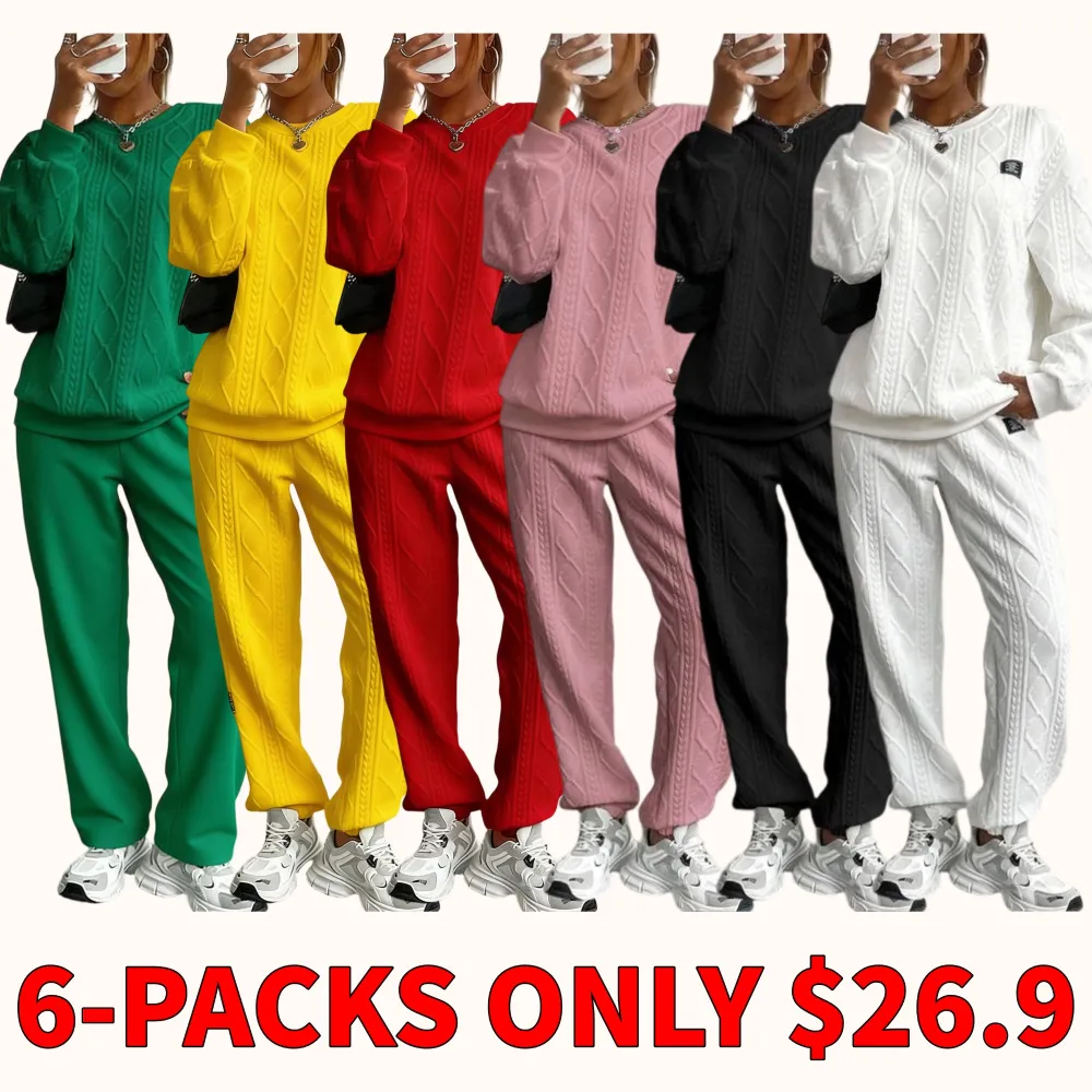 Women's solid color two-piece winter set