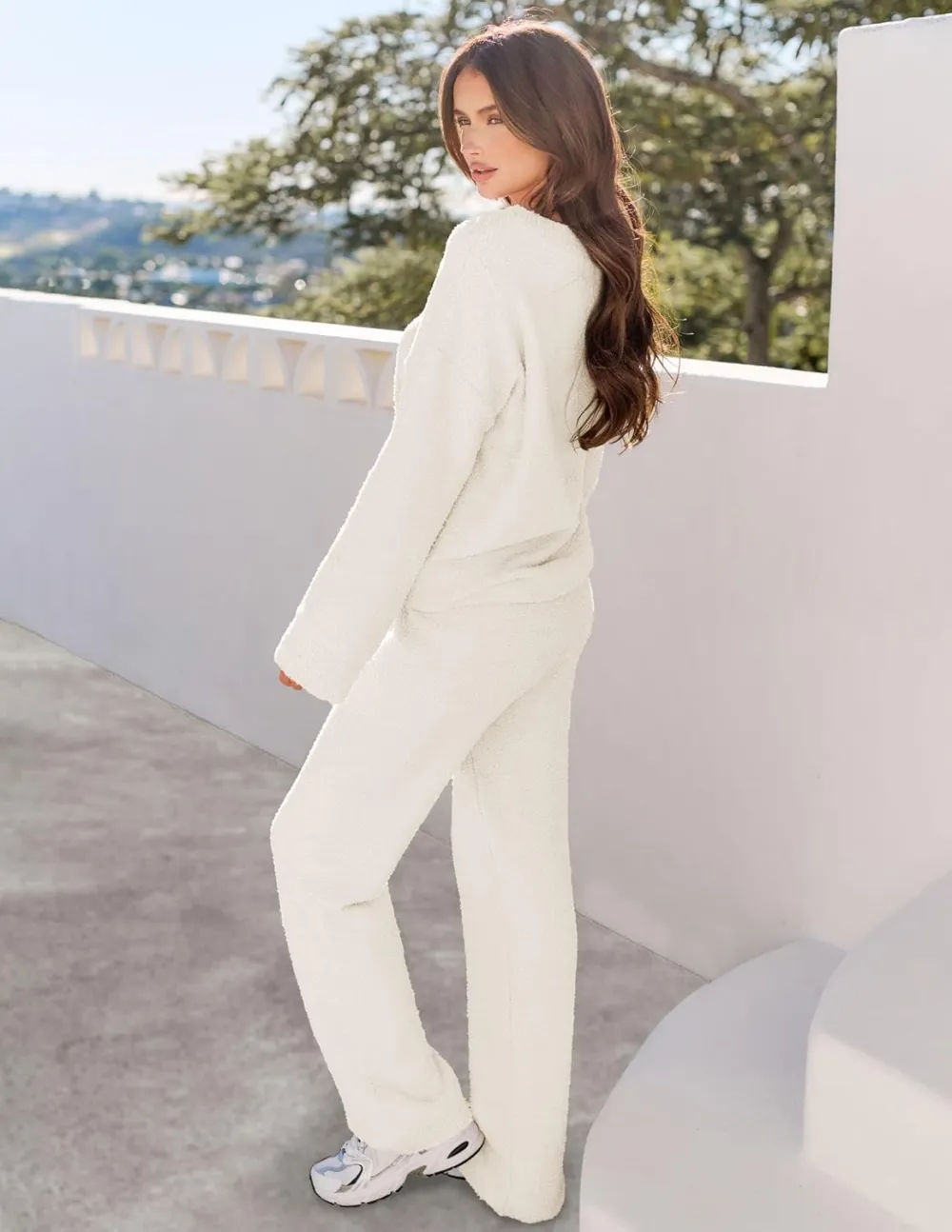 Women's Lounge Sets 2025 Fall Fashion 2 Piece Outfits Sweater Pajama Set