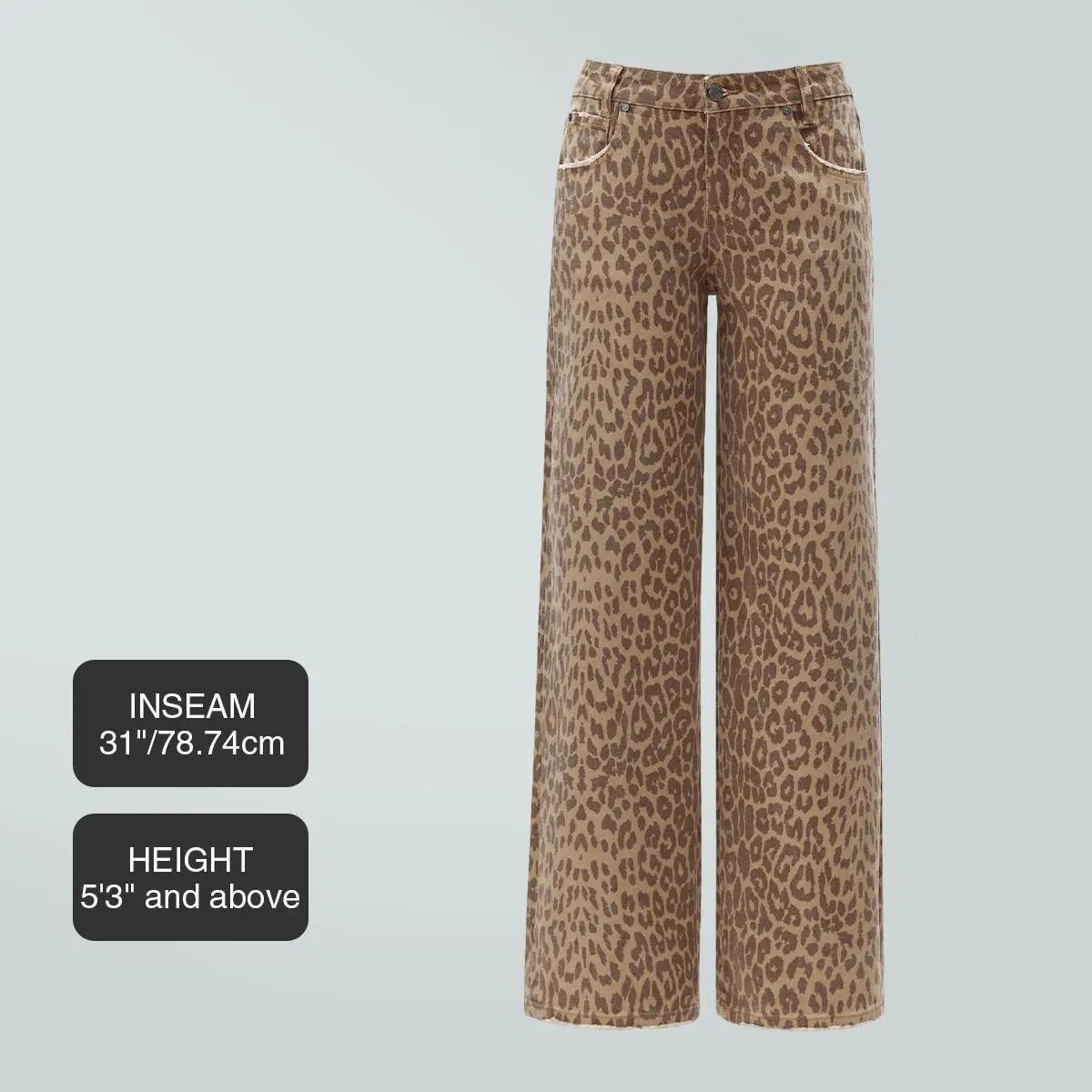 Women’s Mid-Low Rise Baggy Distressed Jeans – Stretchy Wide Leg Denim Pants