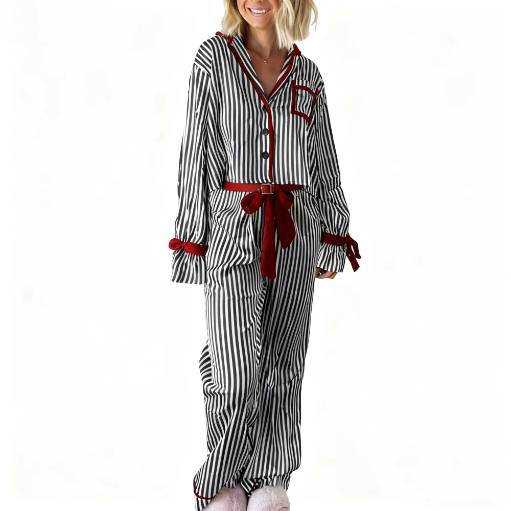 Womens Striped Pajama Set