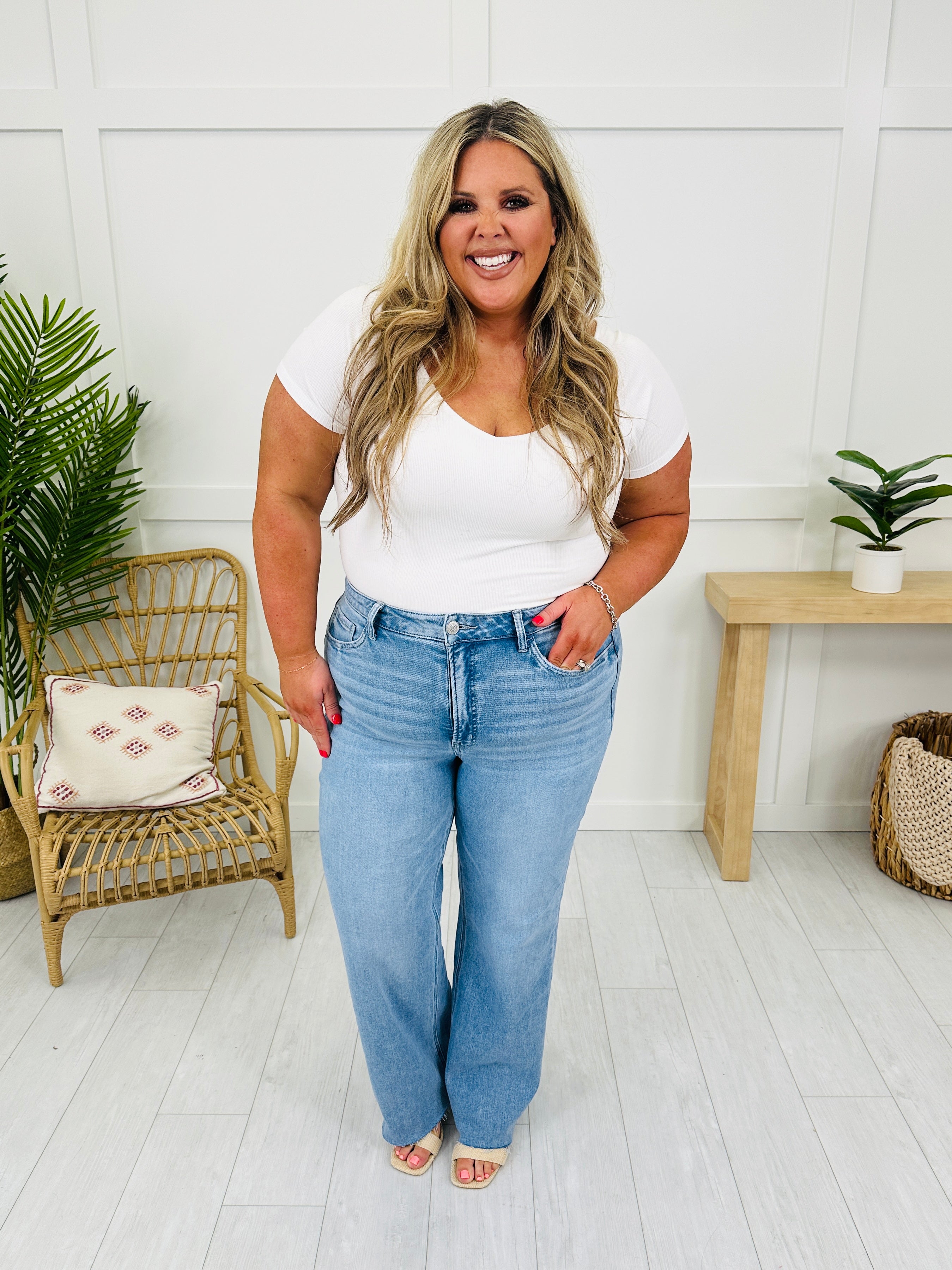 Dream of Me Tummy Control Slim Wide Leg Jeans