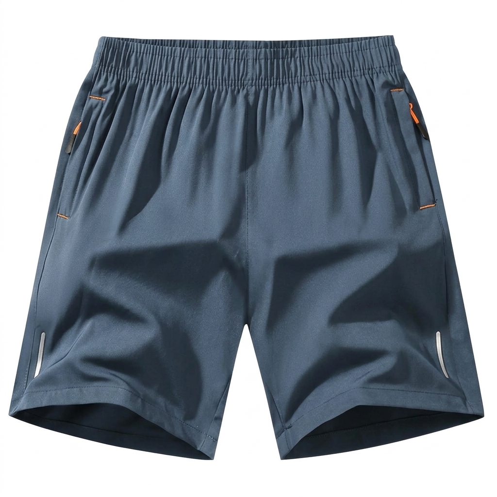 Men's Ice Silk Quick-Dry Zipper Pocket Shorts – Lightweight Reflective Athletic Summer Shorts