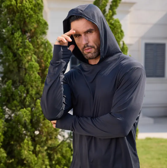 Men’s UPF 50+ Hooded Sun Protection Shirt with Face Mask & Neck Gaiter