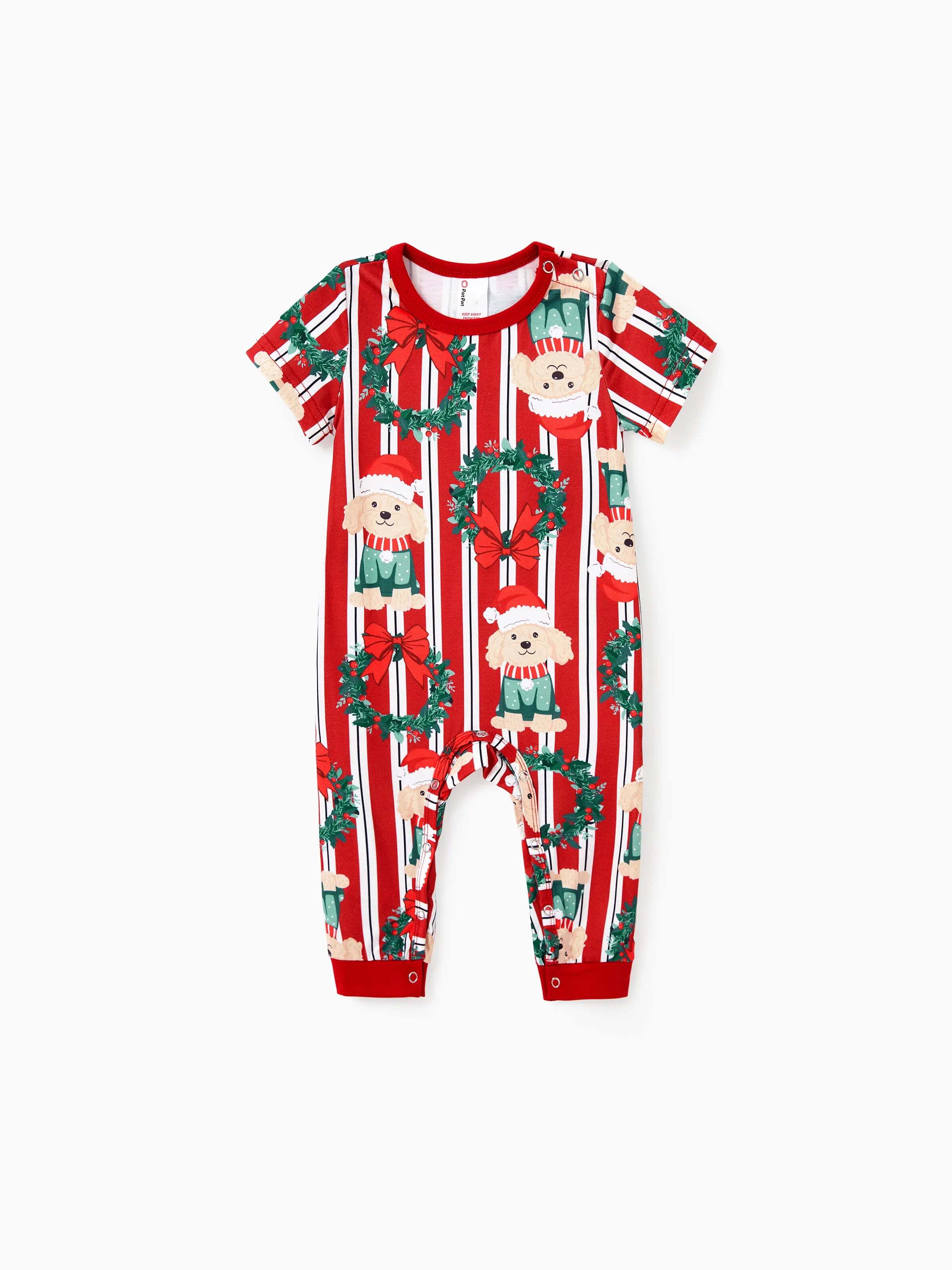 Christmas Matching Family Pajamas Set Christmas Doggy Print Red PJS Red