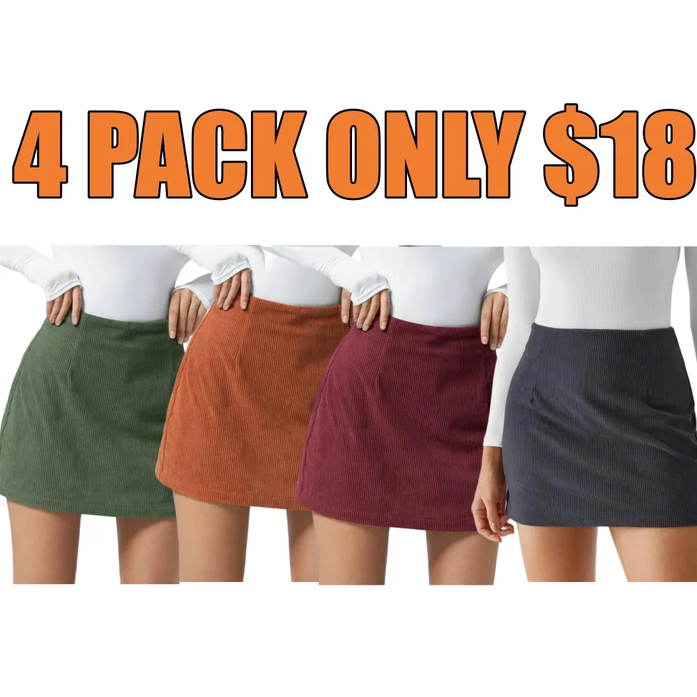 High Waisted Invisible Zipper A-line Corduroy Casual Skirt