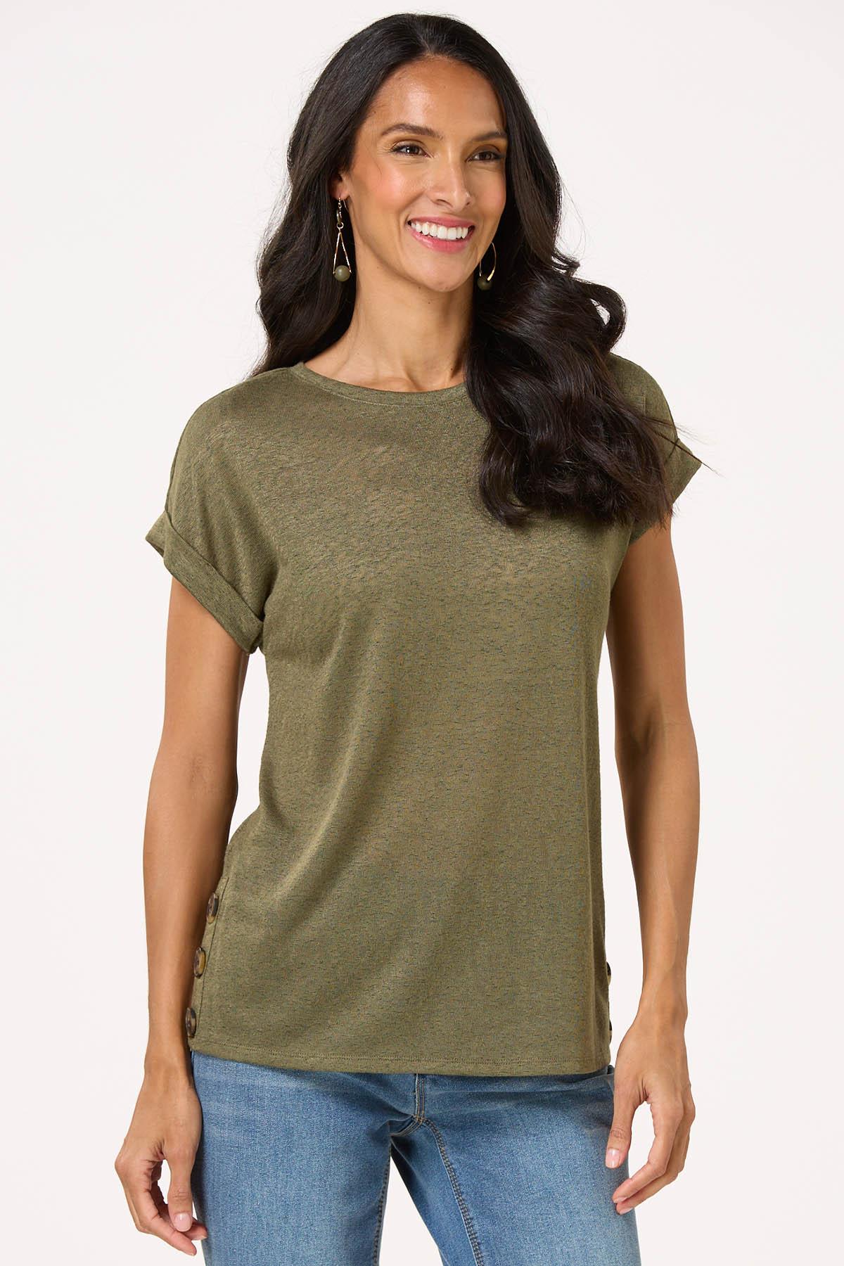 Cuffed Sleeve Hacci Knit Top