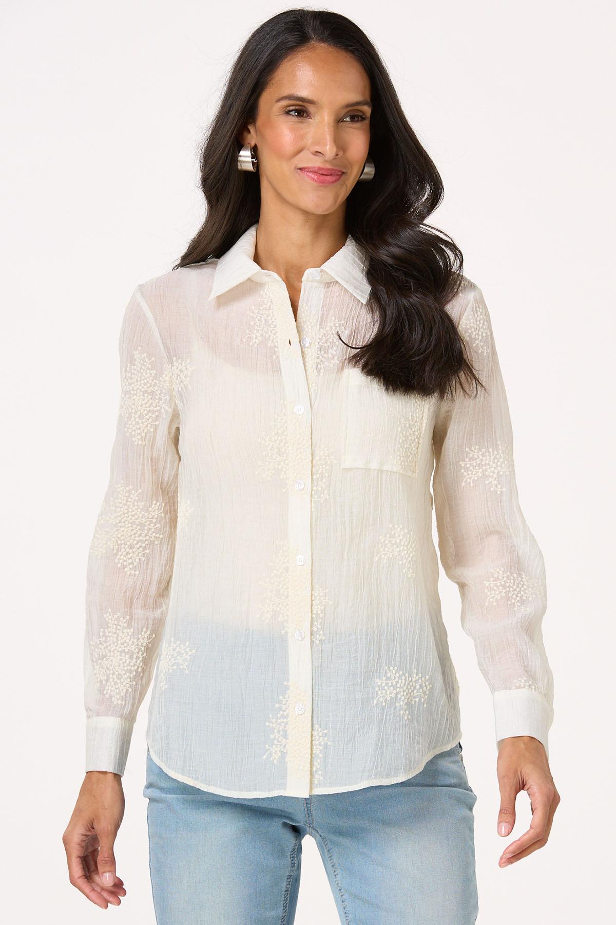 Natural Textured Embroidered Shirt