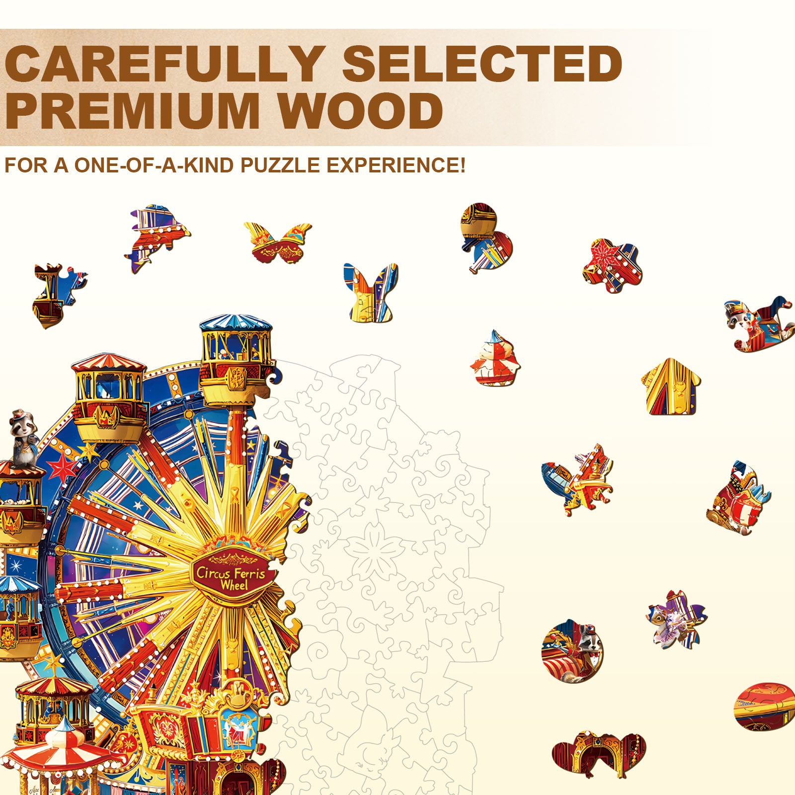 Circus Ferris Wheel Wooden Jigsaw Puzzle