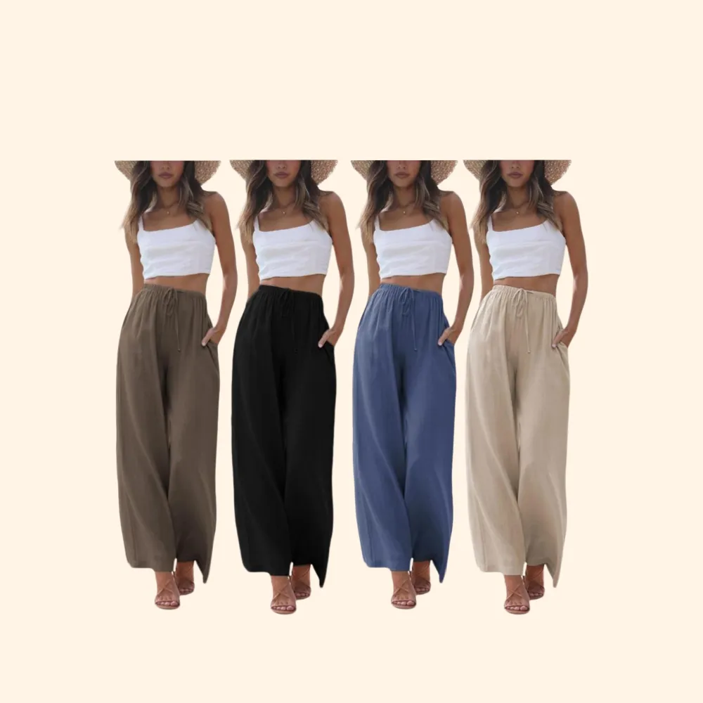 Women's Cotton Linen Summer Palazzo Pants