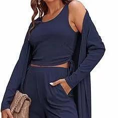 Women's Lightweight Sleepwear 3-Piece Set Sportswear