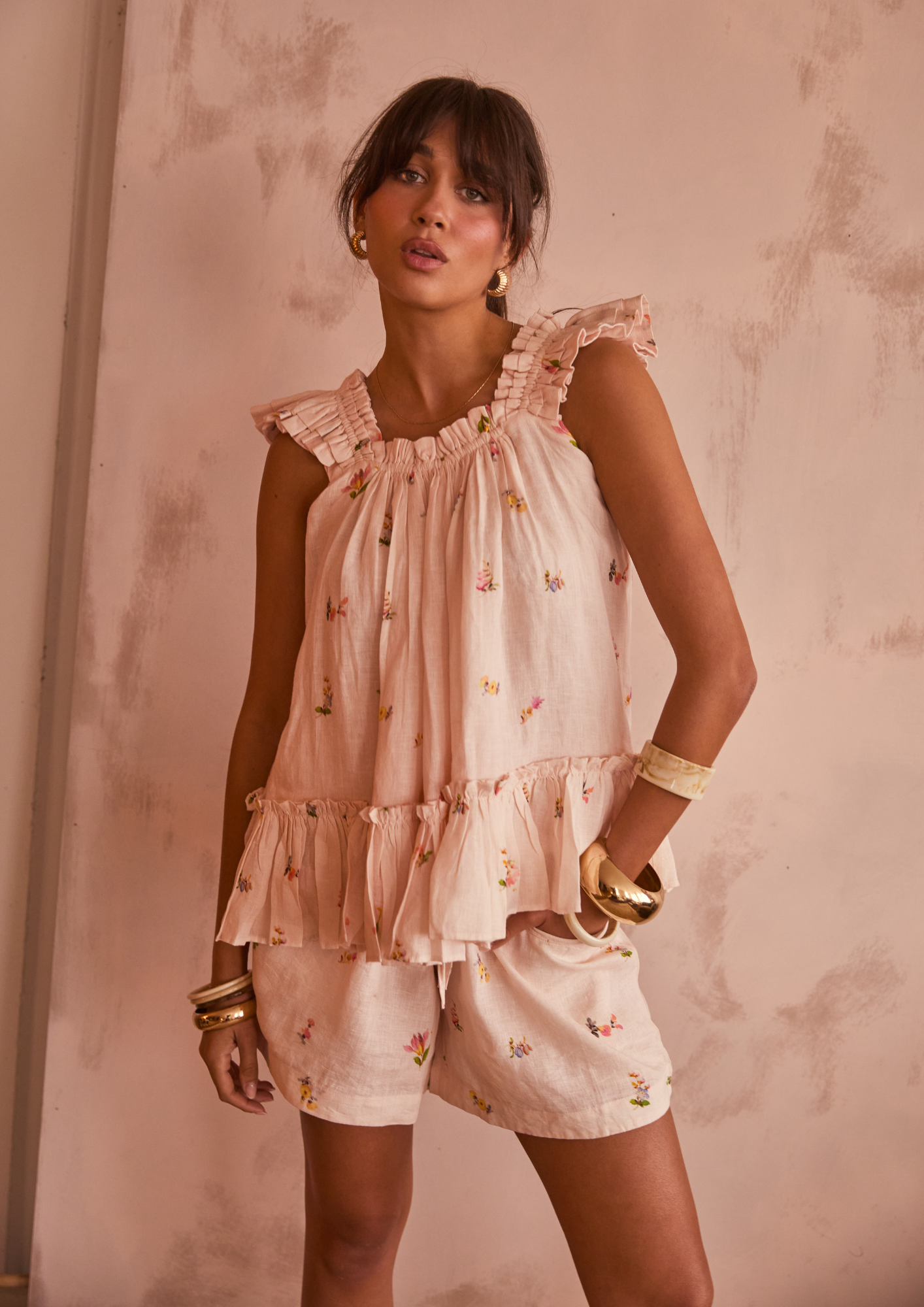 Pippa Frill Linen Top | Rosalia