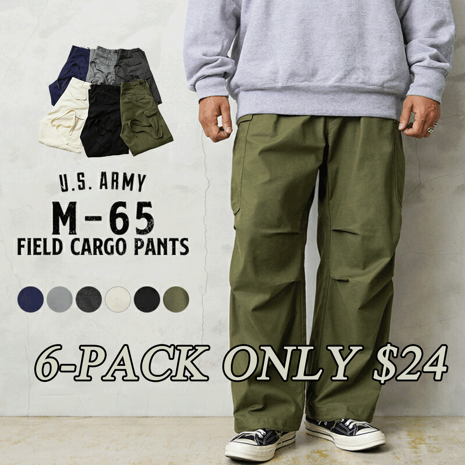 Vintage Style Wide Cargo Pants – Relaxed Fit Utility Trousers