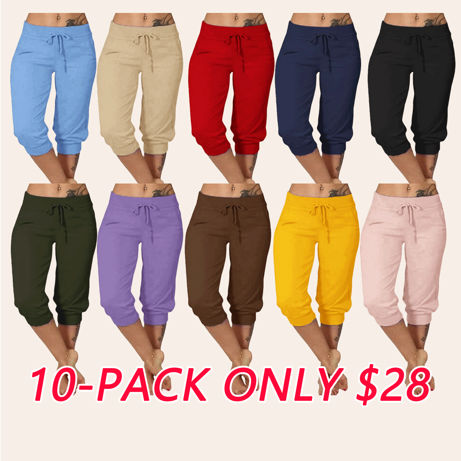 Women’s Plus Size Capri Pants – Casual Comfy Summer Cropped Trousers