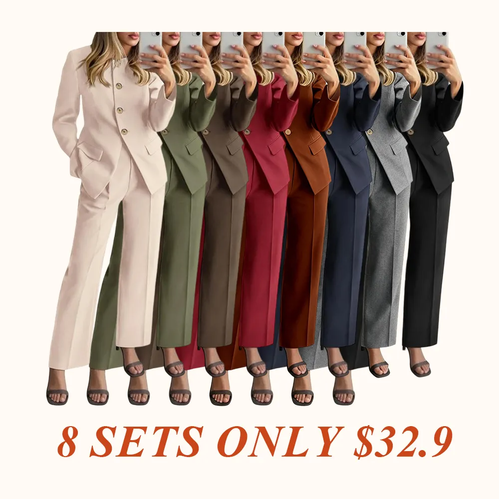 Two-Piece Set for Women Fall Fashion Business Casual Long Sleeve Blazer Jackets