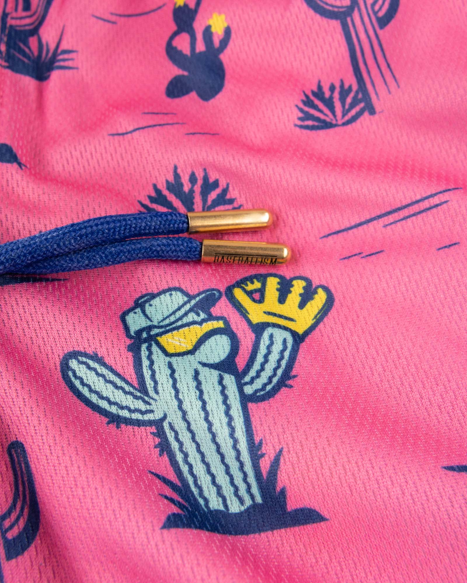 Spring Ball Cactus Diamond Air Mesh Shorts (Pink) - Youth