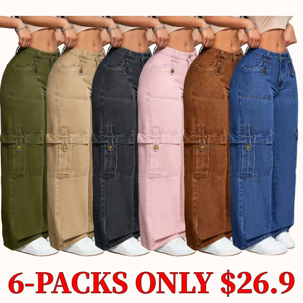 Women's stretchy multi-pocket denim jeans