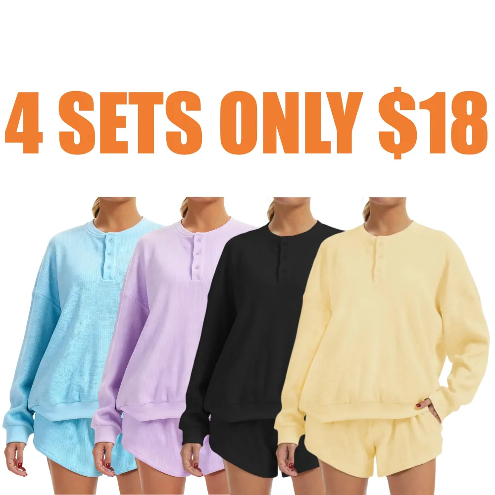 Women's Oversized Waffle Knit Lounge Set