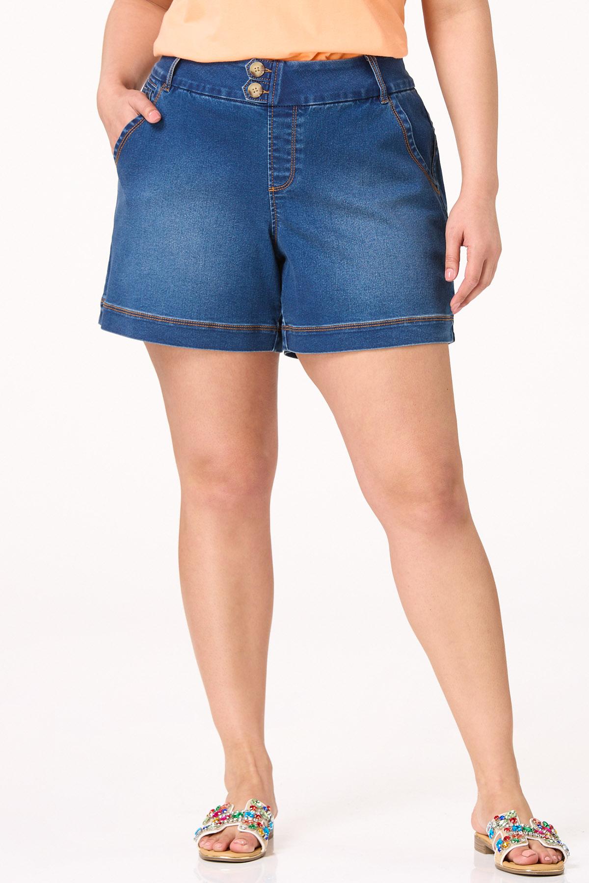 Plus Size High Rise Denim Shorts