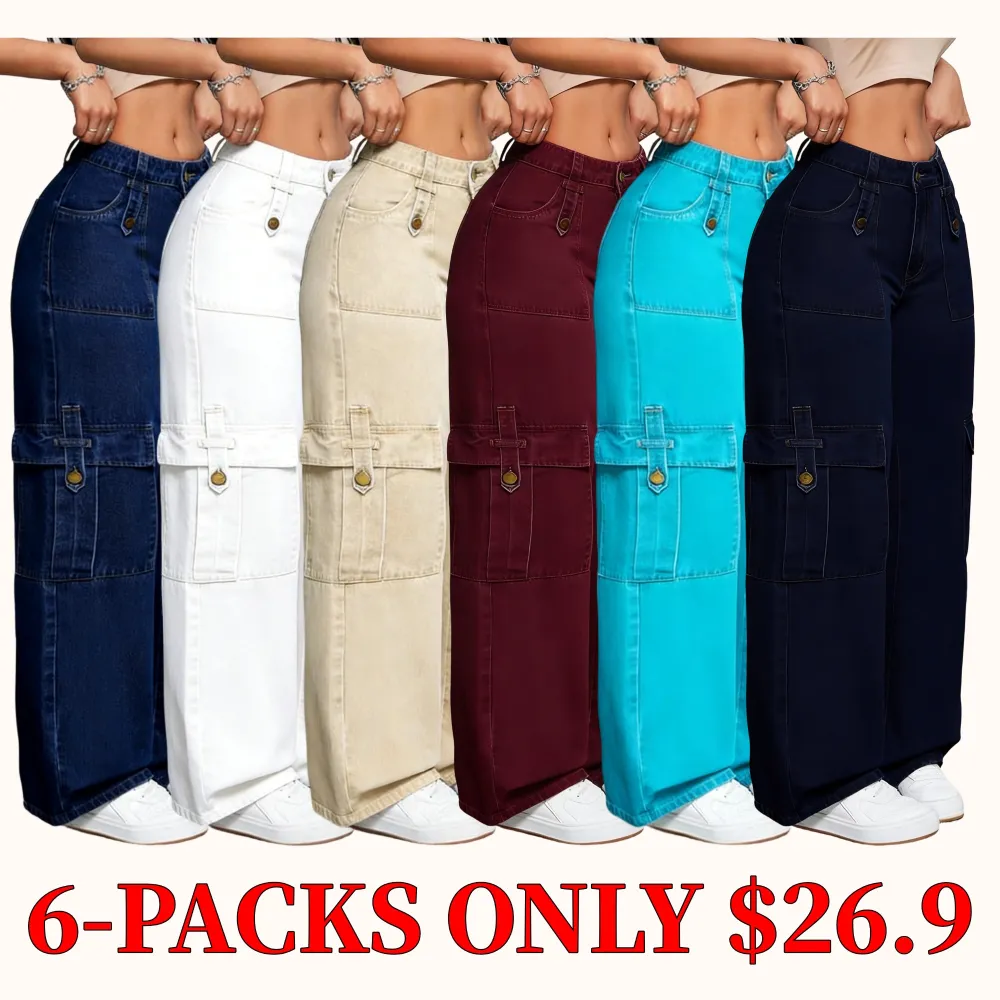 Women's stretchy multi-pocket denim jeans