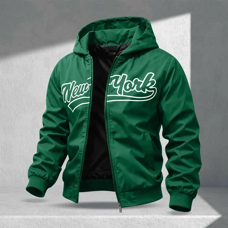 Letter Print Sports Jacket, Men's Casual Jacket, Fashionable College Baseball Apparel