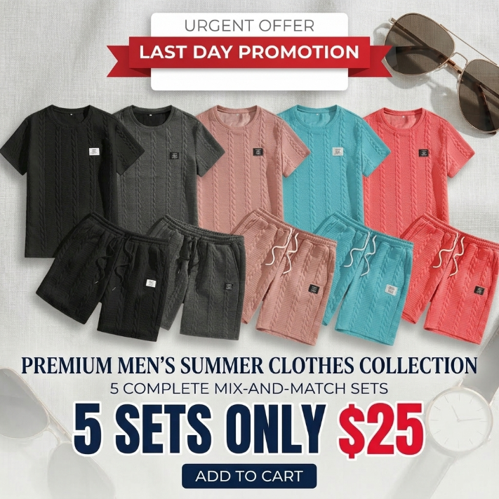 ⭐Men’s Casual T-Shirt & Drawstring Shorts Set (Regular Fit)