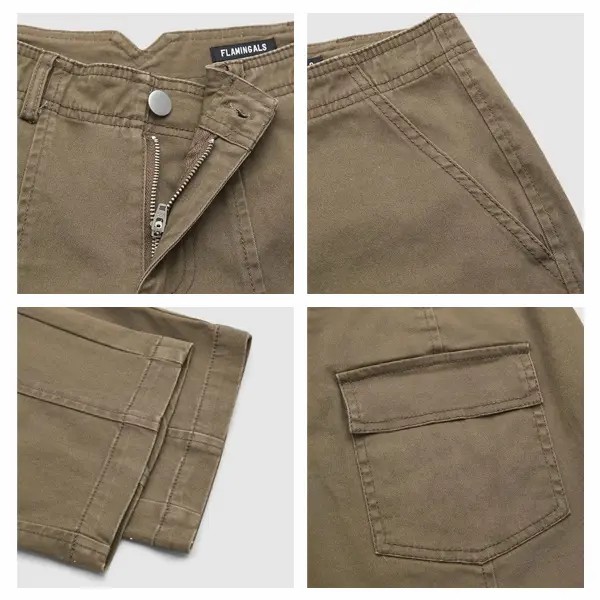 Women's Mid Waist Baby Barrel Fit Pants – Deep Pockets, High Stretch Casual Crop