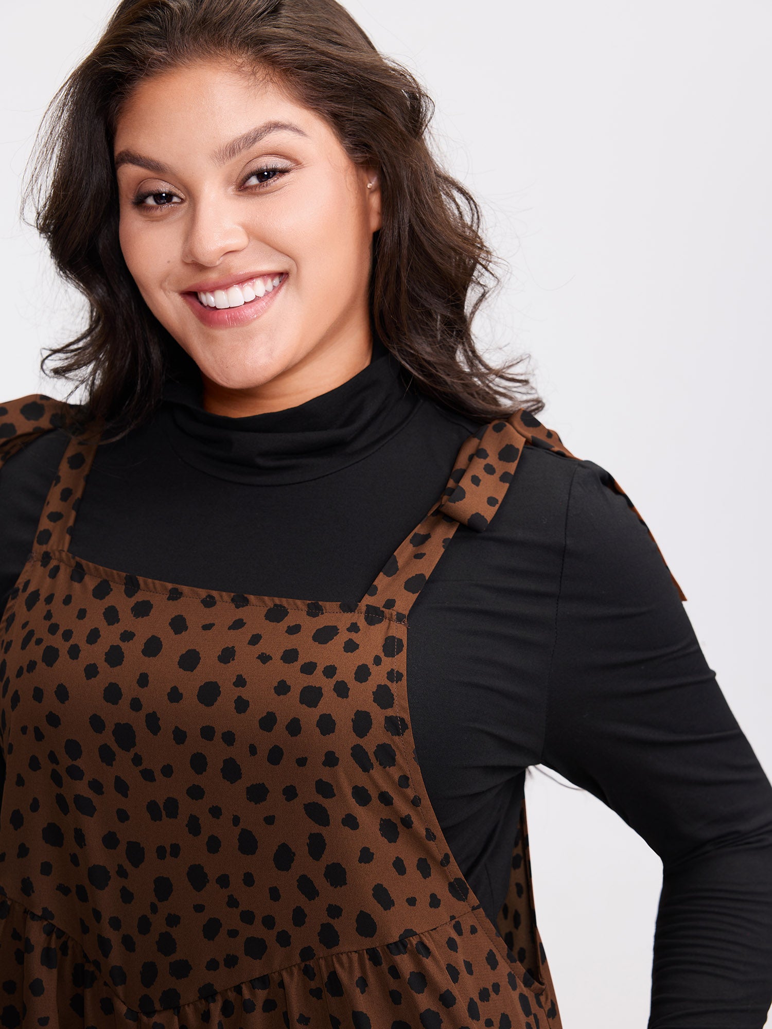 Leopard Print Pockets Shoulder Ties Jumpsuit