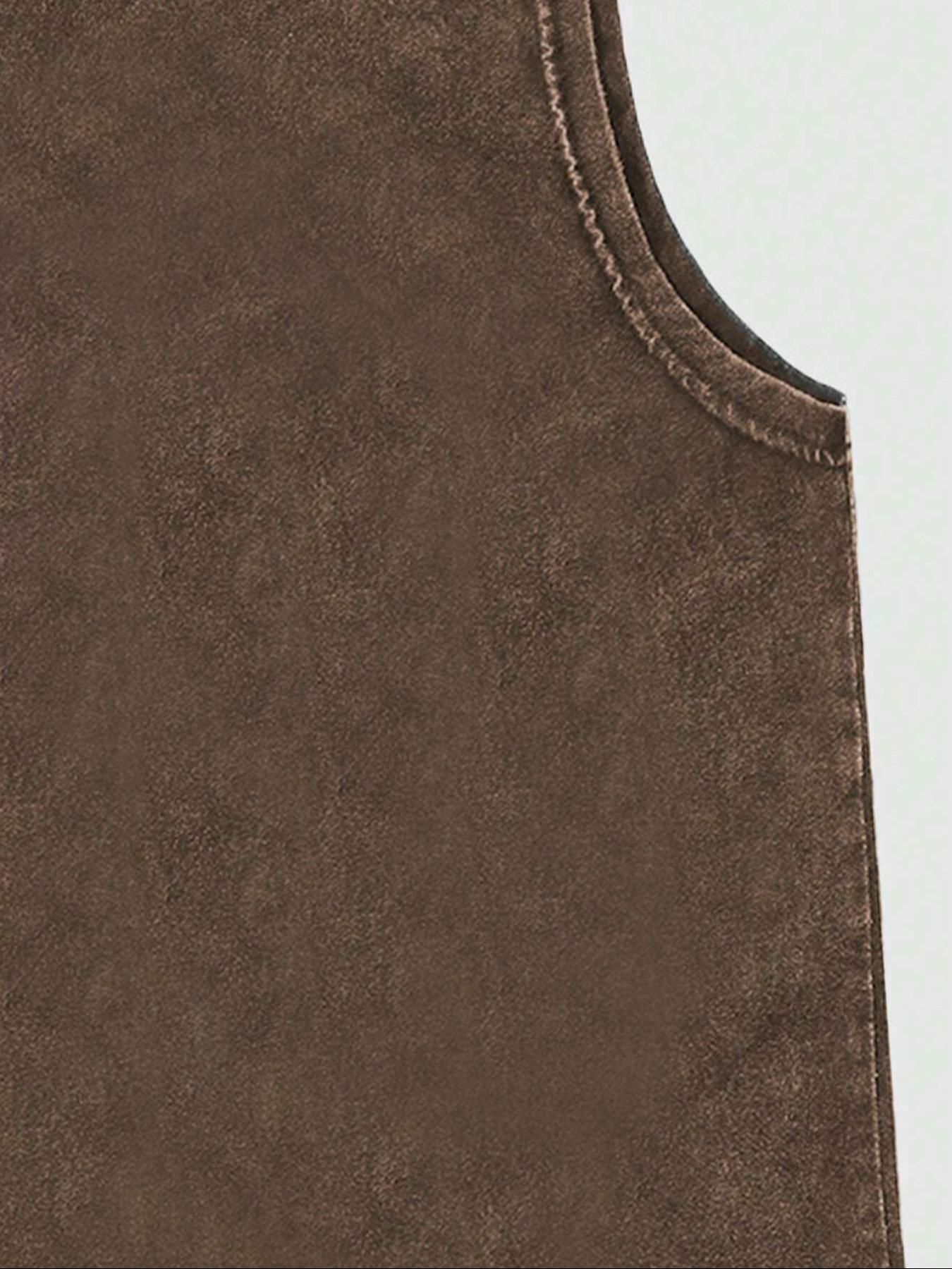 Men's Loose-Fit Sleeveless Short Graphic T-Shirt, Pure Cotton Menswear Streetwear Street Style Summer Top