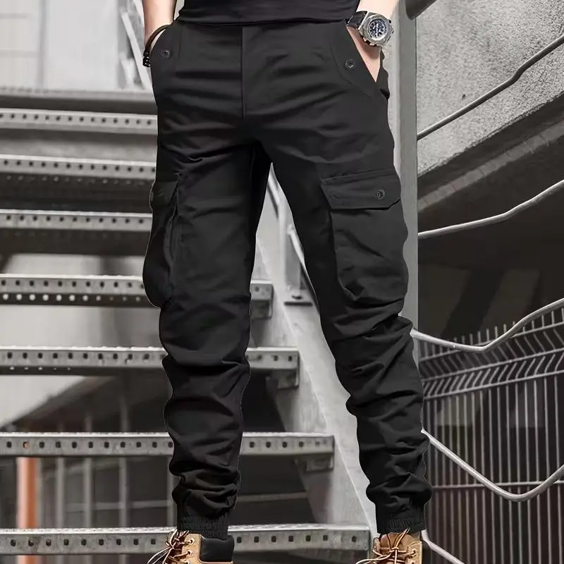 Men's thickened trousers, can be worn with leggings underneath - work pants, multi-pocket outdoor trousers