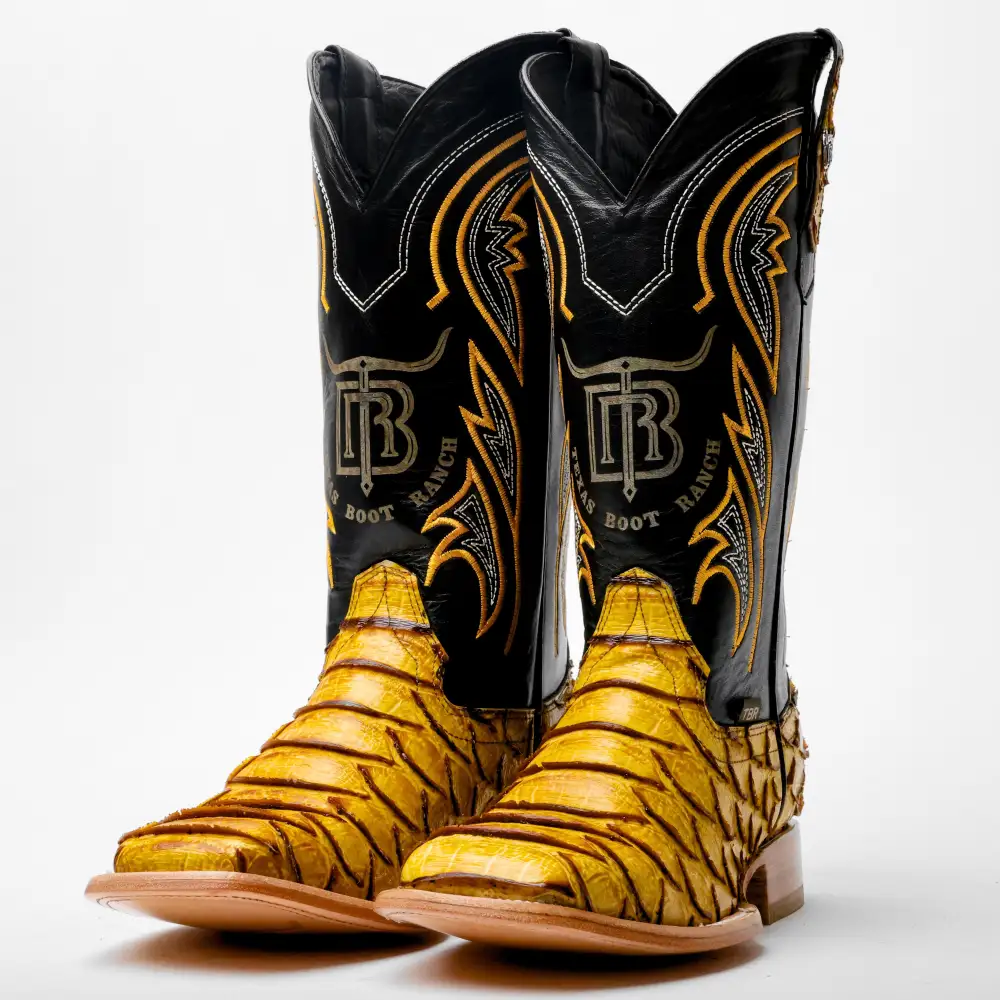 Butter Jumbo Python Leather Boots - Square Toe