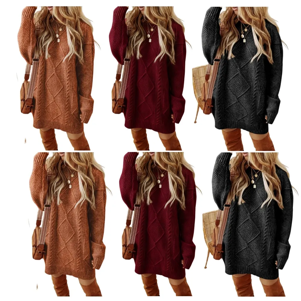 2025 Women's Cable Knit Lace Mini Sweater Dress 2PC