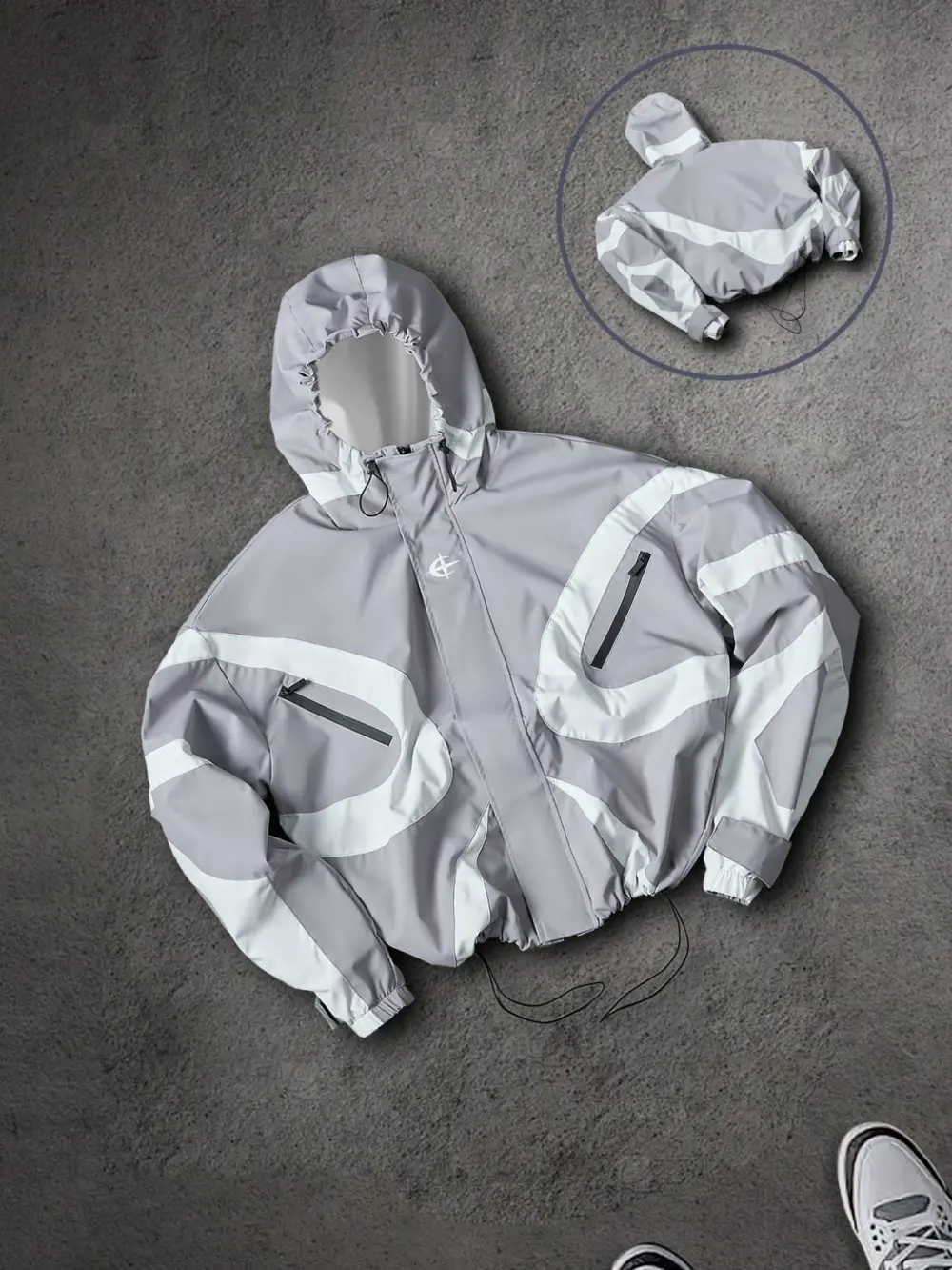 Men's  Jacket High Street Patchwork Print+Printed Elastic Cuff Sport Pants