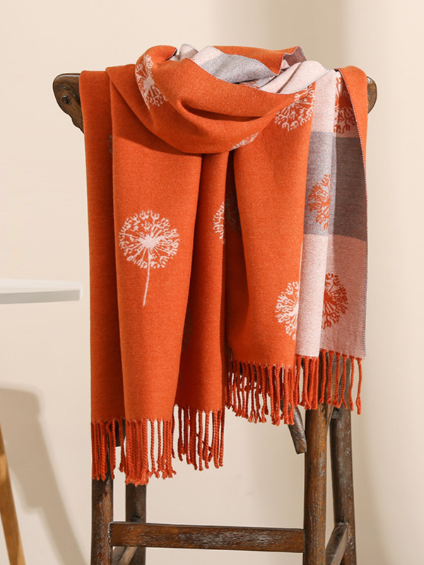 Original Creation Contrast Color Tasseled Shawl&Scarf