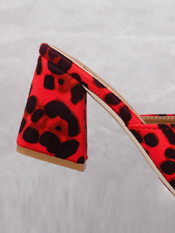Leopard Open Toe Slippers Pumps Sandals