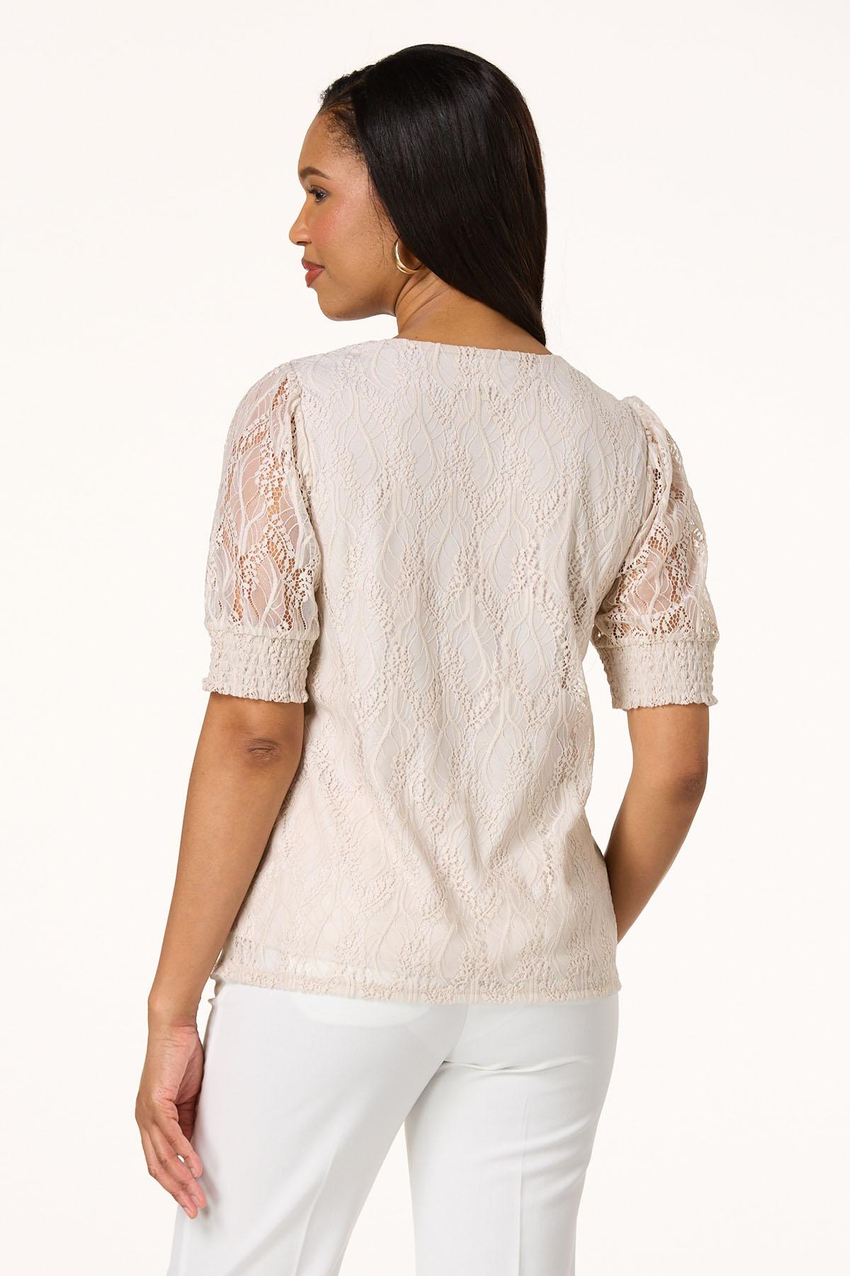Crochet Mesh Smocked Sleeve Top