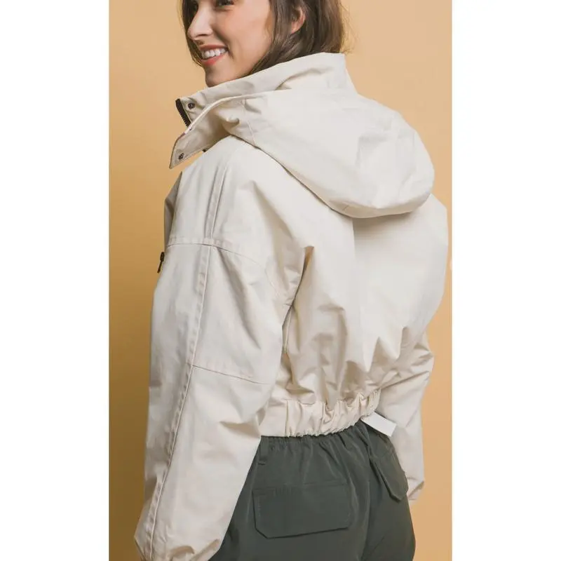 Women's Cropped Hooded Cargo Jacket